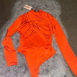 Misguided Orange Cut Out Bodysuit